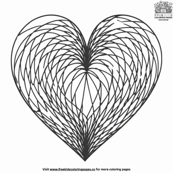 Geometric heart zentangle coloring pages