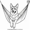 German Shepherd Lounging in a Hammock Coloring Pages