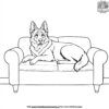 German Shepherd Relaxing on a Sofa Coloring Pages