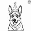 German Shepherd Wearing a Birthday Hat Coloring Pages