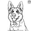 German Shepherd Wearing a Bowtie Coloring Pages