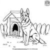 German Shepherd in a Cozy Doghouse Coloring Pages