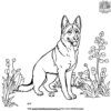 German Shepherd in a Garden Coloring Pages