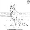 German Shepherd on a Beach Coloring Pages