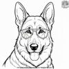 German Shepherd with Cool Sunglasses Coloring Pages