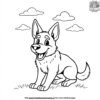 German Shepherd with Fluffy Clouds Coloring Pages