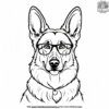 German Shepherd with Glasses Coloring Pages