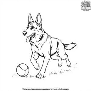 German shepherd with a ball coloring pages