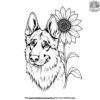 German Shepherd with a Bright Sunflower Coloring Pages