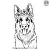 German Shepherd with a Colorful Flower Crown Coloring Pages