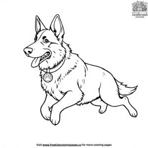 German shepherd with a shiny paw medal coloring pages