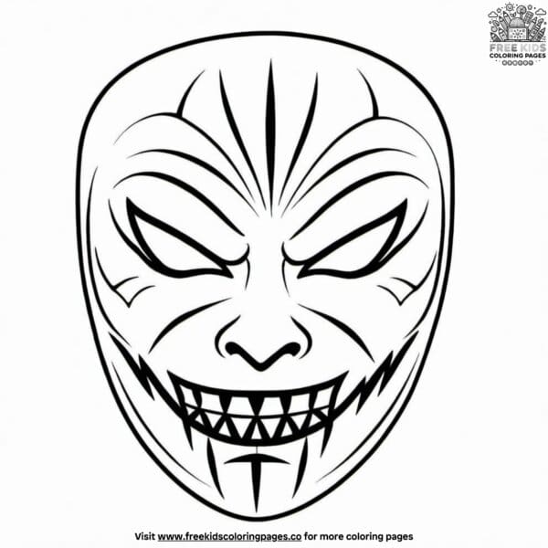 Ghostly mask coloring pages