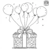 Gift Box Surprise with Balloons Coloring Pages