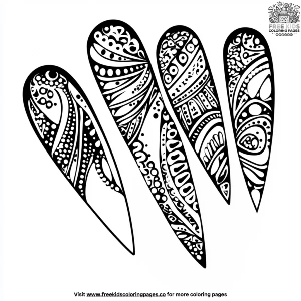 Glittery nail art coloring pages