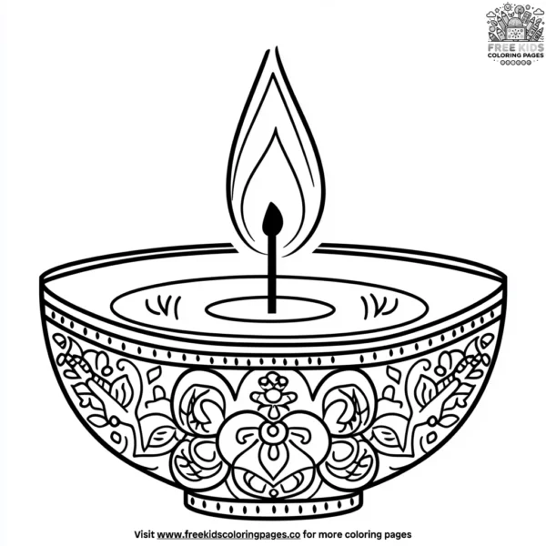 Glowing diya patterns coloring pages