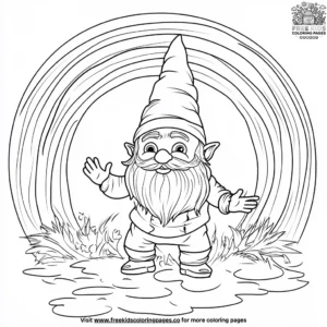 Gnome Under the Rainbow Coloring Pages