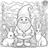 Gnome and Bunny Coloring Pages