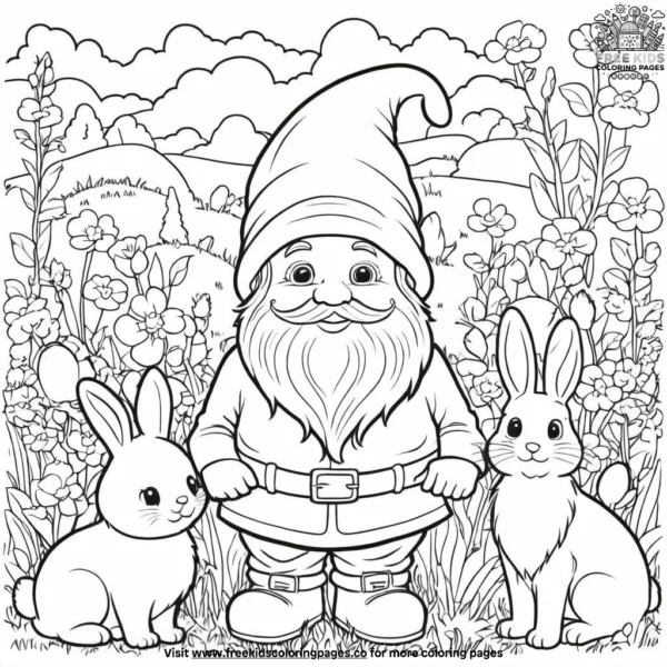 Gnome and bunny coloring pages