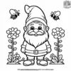 Gnome and the Bees in the Garden Coloring Pages