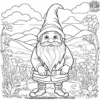 Gnome at Sunset Coloring Pages