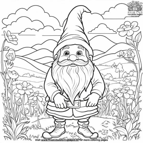 Gnome at sunset coloring pages