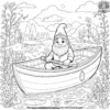 Gnome in a Boat Coloring Pages