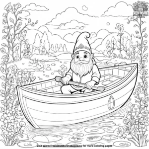 Gnome in a boat coloring pages