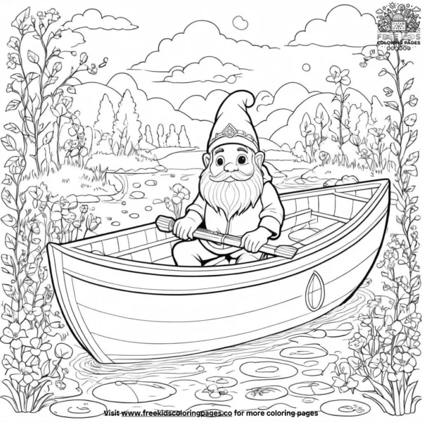 Gnome in a boat coloring pages