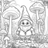 Gnome in the Mushroom Forest Coloring Pages