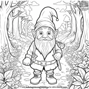 Gnome on a secret mission coloring pages