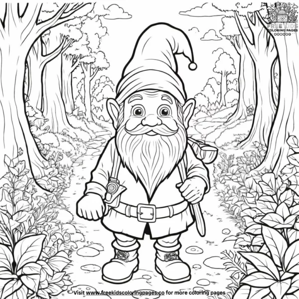 Gnome on a secret mission coloring pages