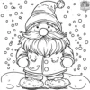 Gnome on a Snowy Day Coloring Pages