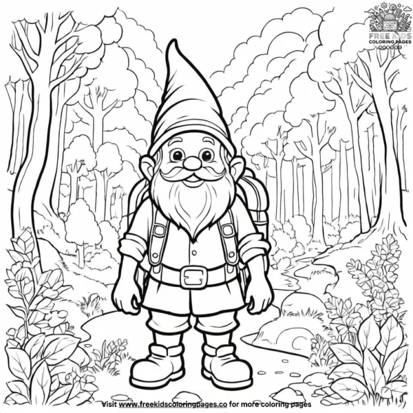 Gnome with his backpack coloring pages