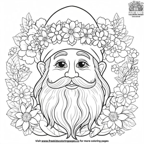 Gnome with a flower crown coloring pages