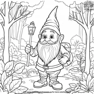 Gnome with a lantern coloring pages