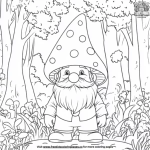 Gnome with a mushroom hat coloring pages