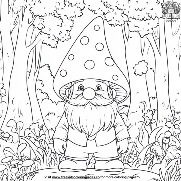 Gnome with a mushroom hat coloring pages