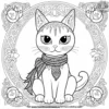 Gothic Cat with a Scarf Coloring Pages