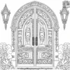 Gothic Door with Iron Designs Coloring Pages