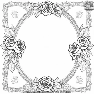 Gothic frame with roses coloring pages