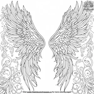 Gothic wings and feathers coloring pages