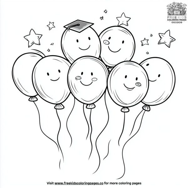 Graduation balloon coloring pages