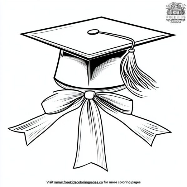 Graduation cap ribbon coloring pages