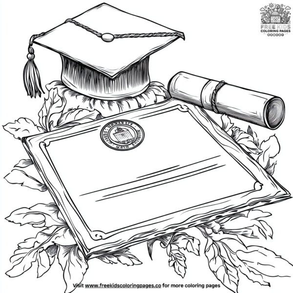 Graduation certificate coloring pages