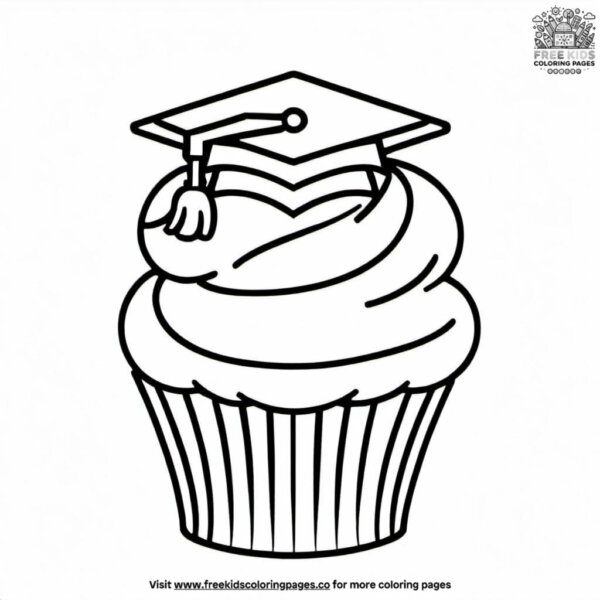 Graduation cupcake coloring pages