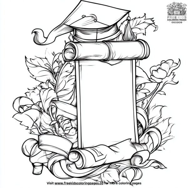 Graduation scroll coloring pages