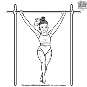Gymnast on the bars coloring pages
