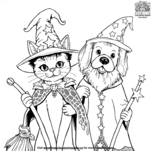 Halloween Cat And Dog Coloring Pages