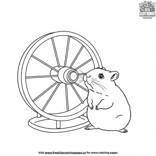 Hamster and a wheel coloring pages