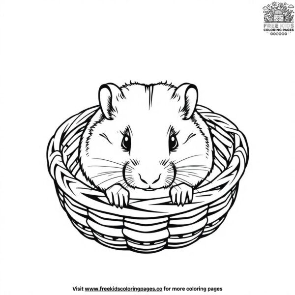 Hamster in a basket coloring pages